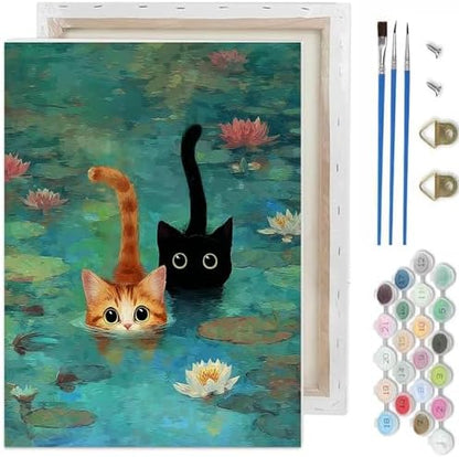 TCDZMYGS Pond Cat Paint by Numbers Kit for Adults Beginner,10x12 in by TCDZMYGS