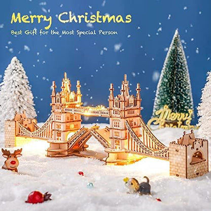Rowood 3D Puzzles for Adults,DIY Wooden Model Kits for Adults to Build,Birthday London Tower Bridge - Image 3