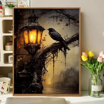 Gothic Crow Paint by Numbers Kit for Adults Framed Canvas, Frameworkless - Image 2