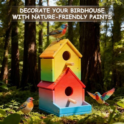 SainSmart Jr. Bird House 2-Story, Wooden Birdhouse Kids Woodworking Kit with Brushes and Paint - DIY Woodcraft Building Projects for Kids and Adults - STEM Teaching Tools, Ideal Gift for Boys & Girls - Image 6