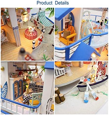 GuDoQi DIY Miniature Dollhouse Kit, Miniature House Kit 1:24 Scale,Tiny House kit with Music and Furniture Kit, Great Gift for Birthday Christmas, Blue Sea Legend - Image 3
