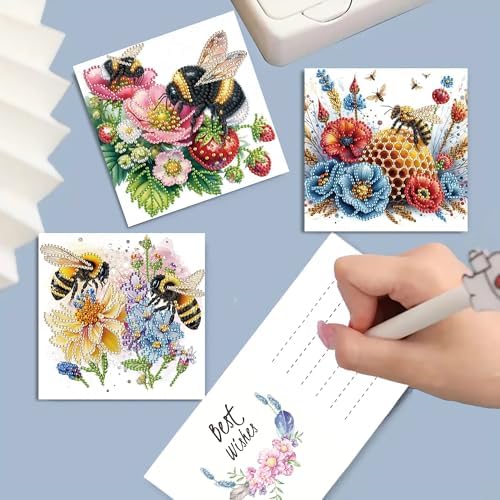 MaiYiYi 6 Pack DIY Bee Diamond Art Painting Greeting Cards - Image 3