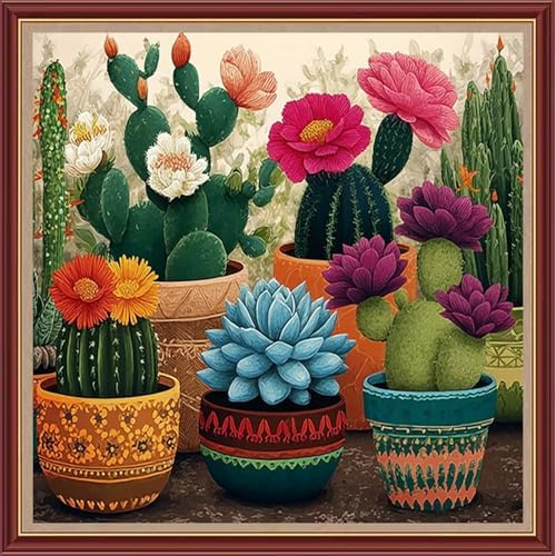 Dooxvey Cross Stitch Kits for Adults Beginners,Full Range of Cross-Stitch Stamped Kits Needlepoint Kits for Beginners Embroidery Kits 11CT Cross Stitch Patterns-Flowers Succulent Plants 18x18 inch by DooxveyStampedEmbroideryKit