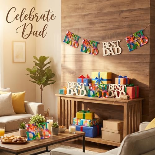 MAQIHAN Fathers Day Crafts Wooden Ornaments 20 Pcs - Best DAD Wood Cutouts - Image 6