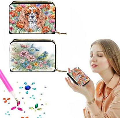 DDGYP 2PCS PU Leather Dog Butterfly Diamond Art Kits Zipper Card Holder - Image 3