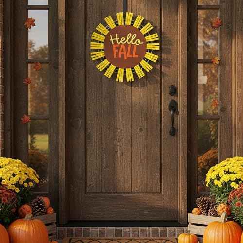 Fun Express Hello Fall Sunflower Clothespin Wreath Craft Kit - Makes 1 - Image 5
