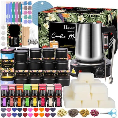 Complete Candle Making Kit With Wax Melter, Candle Making Supplies, DIY Arts&Crafts Kits Gift For Adults,Beginners,Including Bees Wax,500w Electric Stove,Wicks,Rich Scents,Wick Clips,Pouring Pot Etc. by CandleMakingKits
