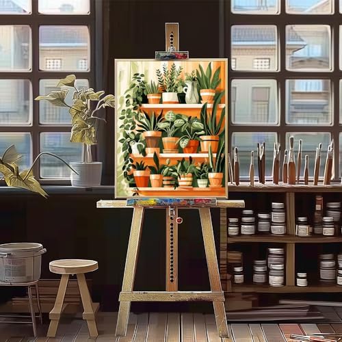 Natuyalo Paint by Numbers for Adults - DIY Adult Paint by Number Kits Painting on Canvas Green Plant Painting by Numbers for Beginners, Potted Art Craft Kits for Adults (16x20 Inch) - Image 4