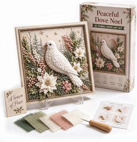 Trmonol Christmas 3D Fabric Poke Art Kit, DIY Christmas Craft Kit, Handmade Fabric Poke Art Kit for Adults and Beginners, Create Cozy Holiday Magic，Peaceful Dove Noel by Trmonol