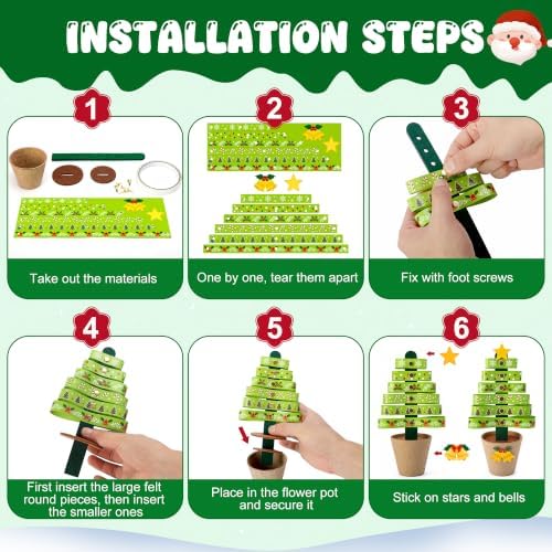 30 Sets Christmas Tree Pot Craft Kit, Standing Paper Xmas Tree DIY Bulk - Image 3