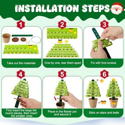 30 Sets Christmas Tree Pot Craft Kit, Standing Paper Xmas Tree DIY Bulk - Image 3