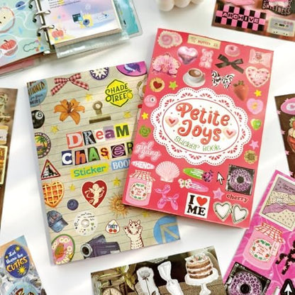 PRSTINCOL Vintage Sweetheart 2 in 1 Sticker Book Set, Includes Vintage and Sweetheart Each 30 Pages of Ephemera Stickers, Aesthetic Junk Journaling Supplies for Scrapbooking Adults,8.3 by 5.5 Inches - Image 2