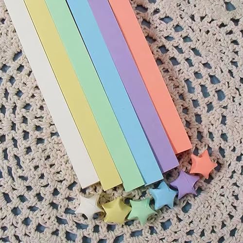 1080 Sheets Origami Star Paper 6 Macaron Color Strips Double Sided Lucky Star Decoration Folding Paper for DIY Hand Art Supplies (macaron-1080 sheets) - Image 2