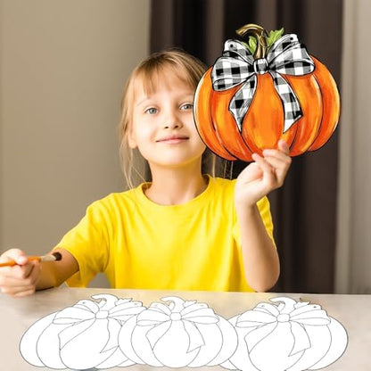 24 Pcs Fall Coloring Wreath Crafts Color Your Own Fall Crafts, Pumpkin - Image 5