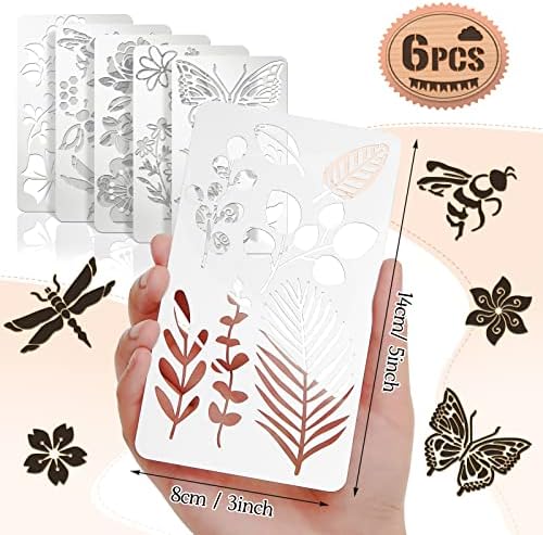 Lewtemi 6 Pcs Metal Wood Burning Stencils, Plant Style Letters Numbers - Image 2