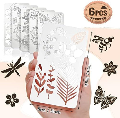 Lewtemi 6 Pcs Metal Wood Burning Stencils, Plant Style Letters Numbers - Image 2