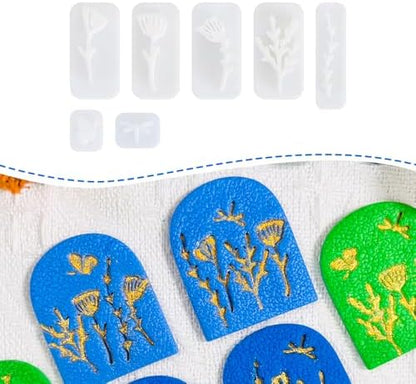 Xaekicr Polymer Clay Molds Nature Garden Set – 7PCS Botanical and Insect Texture Clay Molds for Polymer Clay Jewelry, Floral Clay Tools for Earrings, Crafts and Nature-Inspired Designs by Xaekicr