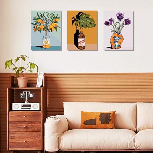 TINY FUN 6 Pack Paint by Numbes kit for Adults Beginners DIY Paint by Numbers Acrylic Paint Canvas Colorful Flowers Painting Kits Art Craft Gift for Home Decor16x20 Inch（Without Frame） - Image 5