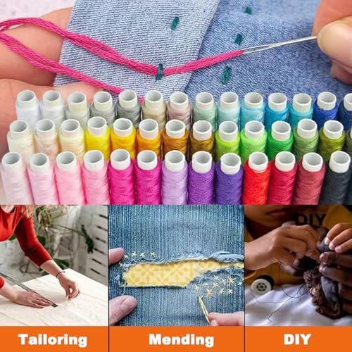 JUNING Sewing Kit with Black Case Portable Sewing Supplies for for Mom Grandma Women Men Teen Girls Boys Adults Beginner, Home Travel, Emergency, 42 Threads, Scissors, Needles, Measuring Tape and More - Image 6