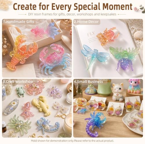 4 PCS Insect Silicone Resin Molds Set – 3D Bug Epoxy Casting Mold Kit - Image 3
