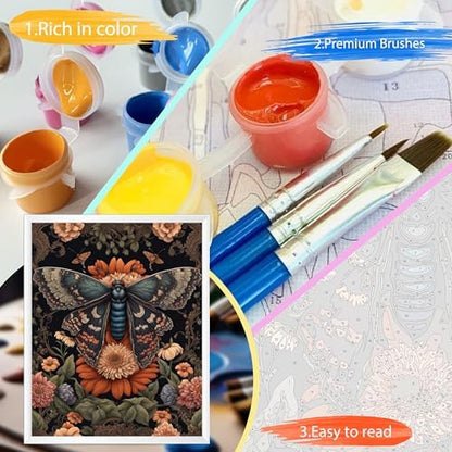 Yunruily Paint by Numbers Kits for Adults - Vintage Butterfly Adult Paint by Number Kits on Canvas,Paint by Number for Adults for Gifts Home Wall Decor 16x20inch - Image 5