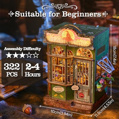 Book Nook Kit, Magic Shop DIY Miniature House Kit with Stepless Dimming - Image 3