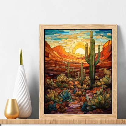 Natuyalo Paint by Numbers Kit for Adults - Cactus DIY Adult Paint by Number Kits Wilderness Landscape Acrylic Canvas Painting for Adults Beginners Kids Art Crafts Without Frame, 16x20 Inch - Image 2