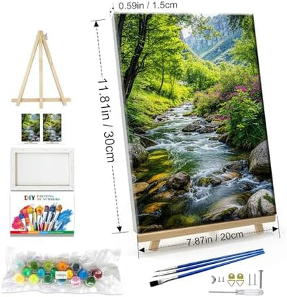 JOOZ Landscape Paint by Numbers Kit for Adults with Frame Mountain Paint by Number with Easel Forest Oil Painting Kits for Home Wall Decor 8 x 12 Inch - Image 3