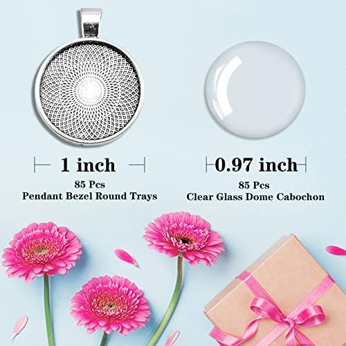170Pcs Pendant Trays Kit, Round Cabochon and Tray, Alloy Tray Charms Bulk, Bezel Pendant Trays for Homemade Jewelry, Necklaces, DIY Crafts, Resin Art, Paint Pour Skins and Costume Jewelry - Image 2