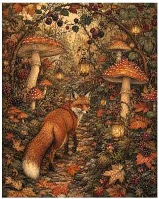 Bozfoxa Paint by Numbers Kit for Adults Beginner Fox Mushroom Forest by Unknown