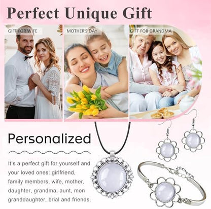 Pendant Trays Set with Glass Cabochon for Jewelry Making Supplies, Floral - Image 6