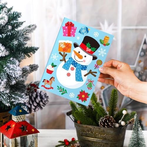 Fullhawl 48 Set Christmas Card Making Kits DIY Christmas Craft with Stickers and Envelopes Make Your Own Greeting Card Handmade Xmas Folded for Gift Party Decor Home Activities (Xmas) - Image 4
