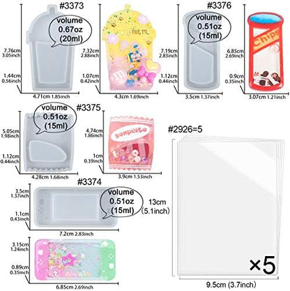 Resin Shaker Molds Set Charms Pendant Jewelry Making Supplies, Drinking Cup, Handheld Game, Chips, Candy 4 Silicone Trays with 5 Seal Films Larger 3inch - Image 2