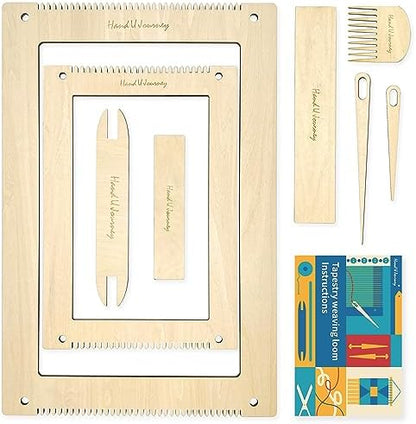 Wool Queen Rectangle Weaving Loom Kit - 2 Sets with Weaving Needles and Tools, Perfect for Beginners and Weaving Enthusiasts, 11''x16.5'' and 7.8''x11.7'' Large Sizes by WoolQueen