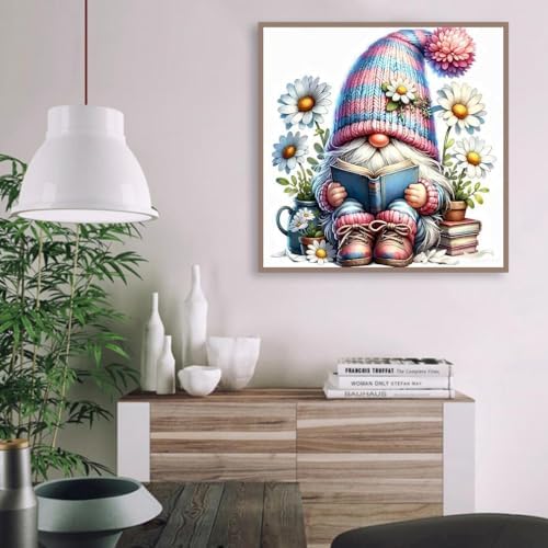 VIGEGU Gnome Paint by Numbers Kit for Adults Beginner with Framed,Book Flower Easy Adult Paint by Number Kits on Canvas DIY Painting for Beginners Art by Numbers for Home Wall Decor 10x10 Inch - Image 3
