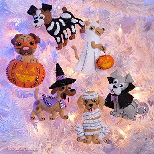 Bucilla Felt Applique 6 Piece Ornament Making Kit, Trick or Treat Puppies, Perfect for DIY Arts and Crafts, 89515E - Image 2