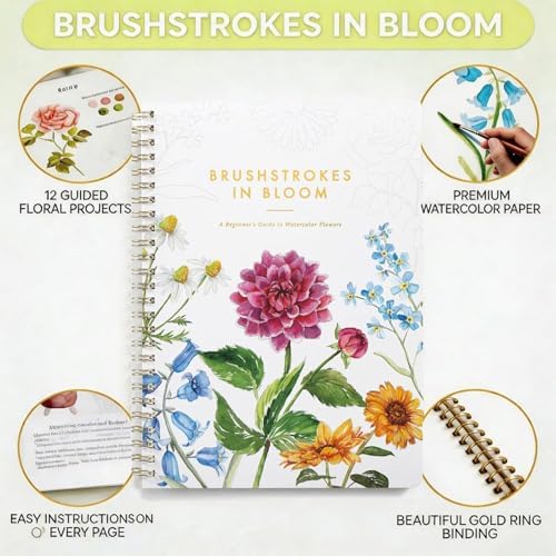 Watercolor Workbook for Beginners, 24 Colors Paint Kit with Floral Designs on Premium Paper, Watercolor Coloring Book for Adults Teens, Perfect Creativity Exploration Gift to Spark - Image 3