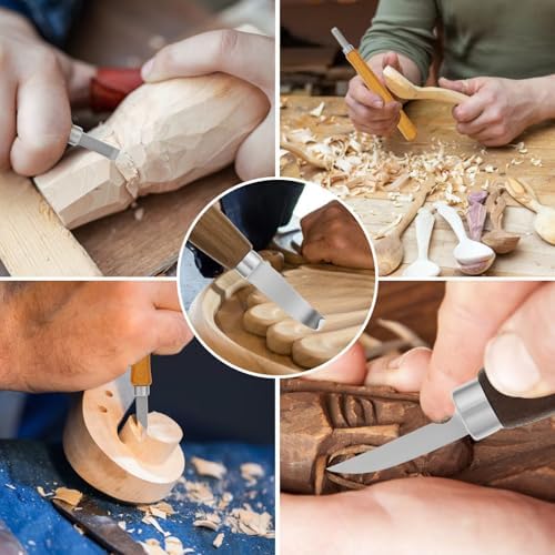 Wood Carving Kit, Wood Carving Tools Wood Carving Knife with Basswood Blocks Woodworking Widdle Gift for DIY Beginners Adults (17 PCS) - Image 3