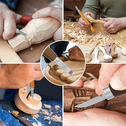 Wood Carving Kit, Wood Carving Tools Wood Carving Knife with Basswood Blocks Woodworking Widdle Gift for DIY Beginners Adults (17 PCS) - Image 3