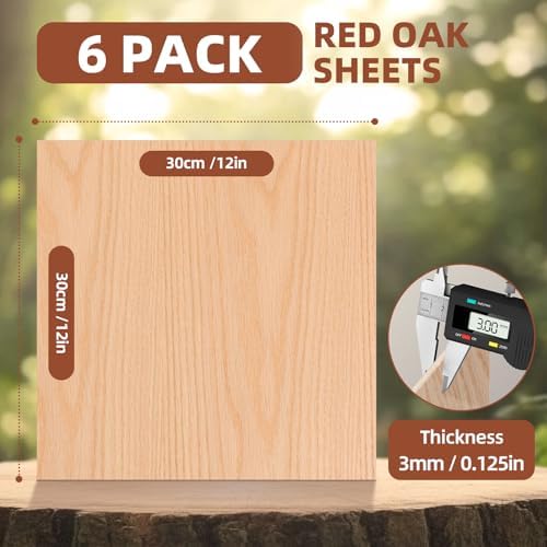 Rowood Oak Plywood Sheets for Laser Cutting,12x12x1/8inch,6 Pack 3mm Thin Unfinished Wood Crafts for Laser Engraving Blanks and DIY Ornaments and Architectural Model - Image 2