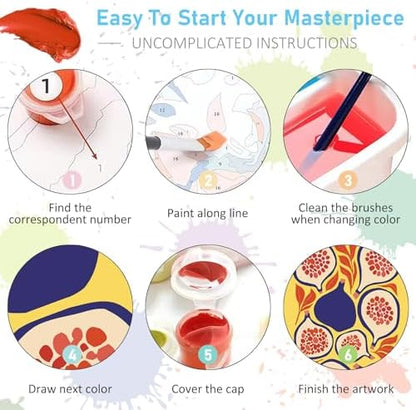 Offito 6 Pack Paint by Numbers Kit for Adults, Colorful Fruits, 8x12 Inch - Image 6