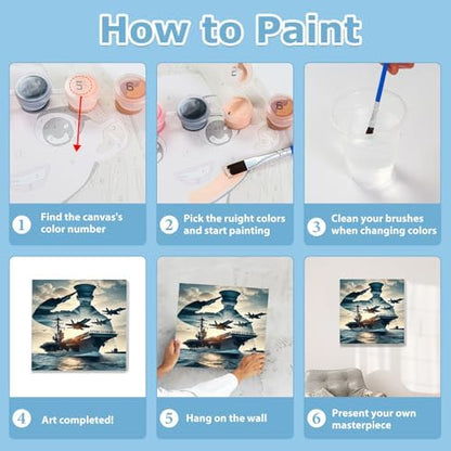 Navy Paint by Numbers Kit for Adults Beginner, Paint by Numbers 10x10 Inch - Image 7