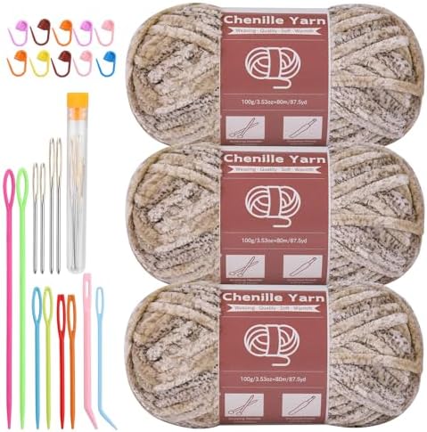 LUNARM Chenille Yarn for Crochet Knitting Chunky Blanket Velvet Yarn by Lunarm