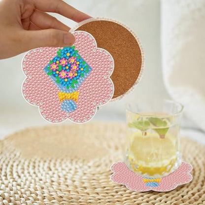 EWJRNSF 6 PCS Small Diamond Art Coasters Kits, Diamond Painting, Fall Diamond Art Kits for Adults Beginners, Arts and Crafts Item Sets with Holder for Drinks - Image 5