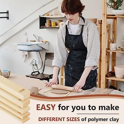 Sasylvia 20 Pcs Clay Pottery Rolling Pin Guides,10 Size,Wood Color - Image 5