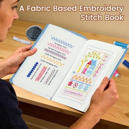 Drawnby Embroidery Stitch Book Kit, Large Size Stitch Book with Full Sewing Tools and Instructional Tutorial, Embroidery Kit for Beginners, Gift for Craft Lovers and Sew Enthusiast - Image 6