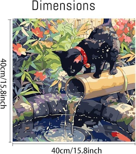 Black Cat Paint by Numbers Kit for Adults Beginners 15.7X15.7 inch - Image 2
