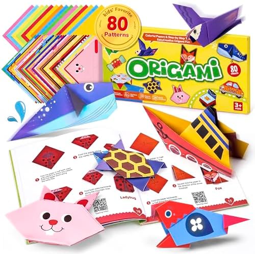 GAMENOTE Origami Kit for Kids Ages 8-12, 80 Assorted Projects, 260 Sheets by Gamenote