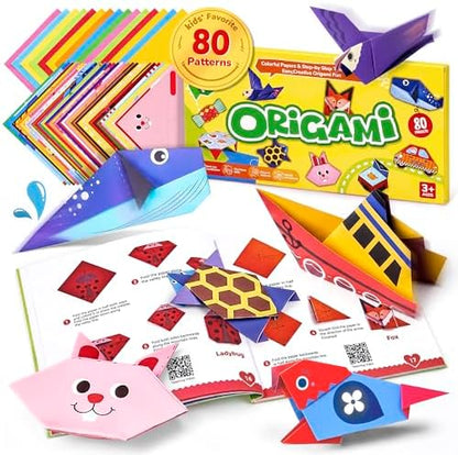 GAMENOTE Origami Kit for Kids Ages 8-12, 80 Assorted Projects, 260 Sheets by Gamenote
