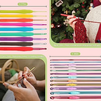 Katech Crochet Hooks Set with Crochet Case, 73 pcs Knitting Accessories Ergonomic Crochet Hook for Making Bag, Glovers, Sock, Colorful Soft Handle Knitting Needles Kits DIY Hand Tool - Image 4
